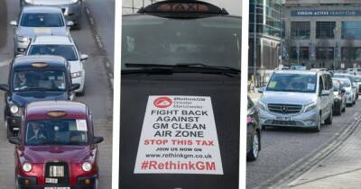 'It’s a complete con!': More than 100 taxis stage Clean Air Zone protests across Greater Manchester