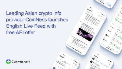 Leading Asian crypto info provider CoinNess launches English Live Feed with free API offer